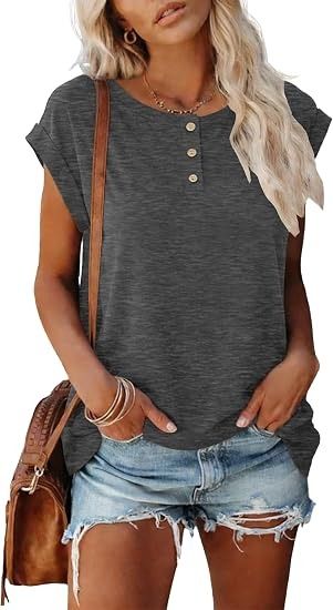 Grey Short Sleeve Buttoned Top image 2